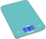 Ozeri Touch II Digital Kitchen Scale with Microban Antimicrobial Product Protection, 18 lb, Teal Blue