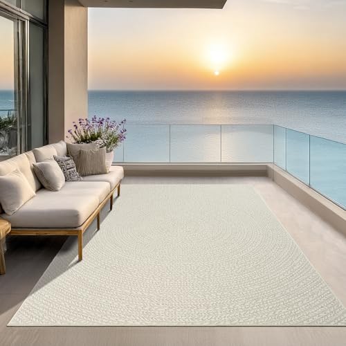 the carpet Kansas Outdoor Teppich – Wetterfester Indoor & Outdoor Teppich im Jute-Look für Balkon, Terrasse, Garten, Wohnzimmer & Esszimmer, pflegelei