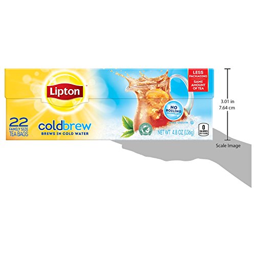 LIPTON COLD BREW ICED TEA BAGS, FAMILY SIZE ZERO CALORIES, EASY-TO-MAKE WITH NO BOILING NEEDED, 22 TOTAL TEA BAGS