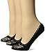 Via Spiga Women's 3 Pack Lace Shoe Liner No-Show Sock, Black, One Size