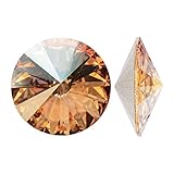 Swarovski Crystal, #1122 Rivoli Fancy Stones 14mm, 2 Pieces, Crystal Golden Shadow Sf