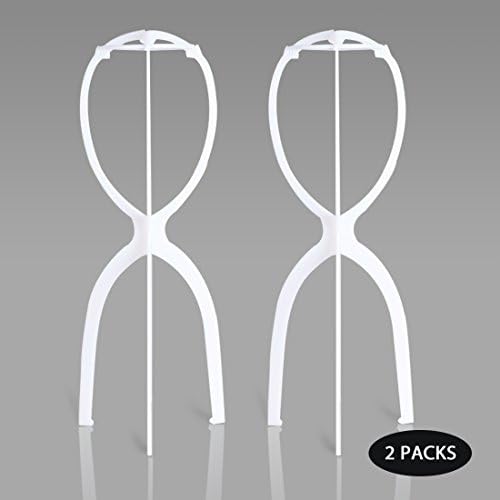 Fashion Icon 2 Pcs Large Wig Stand for Long Hair,Portable Long Wig Dryer for Display,Travel,Salon(White)