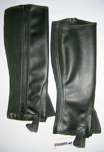Amidale Half Chaps Horse Riding Synthectic Leather Black