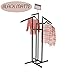 Econoco 4-Way Clothing Rack – Heavy Duty Adjustable Garment Display with 2 Straight and 2 Slanted Arms, Square Tubing, Black