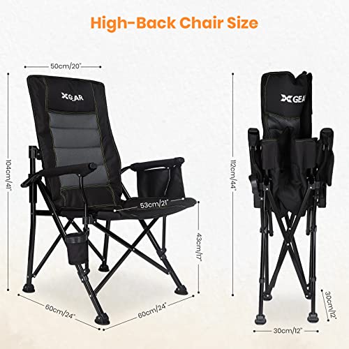 XGEAR Adjustable Oversized Camping Chair High Back Camp Chair Hard Arm