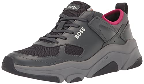 BOSS Running Style Soft Leather Sneakers at Amazon