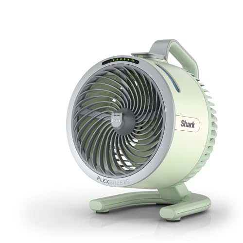 Shark FlexBreeze HydroGo Starker Ventilator mit Sprühnebel, Kühlung für drinnen & draußen, leise & langlebig, kabelgebunden & kabellos, kompakt & leicht, 5 Geschwindigkeiten, Mint FA050EUGN