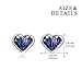AOBOCO Sterling Silver Blue Purple Heart Earrings, Crystals from Austria, Hypoallergenic Stud Earrings, Anniversary Birthday Jewelry Gifts for Women - Your Prisoner of Love Series