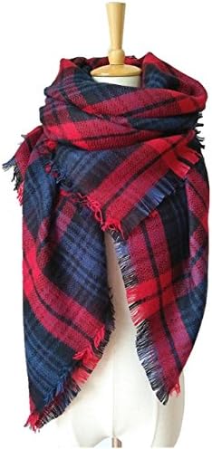 MIGAGA Soft Plaid Blanket Scarf Stylish Large Winter Warm Tartan Pashmina Wrap Shawl (Red)