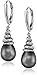 Amazon Collection Sterling Silver Tahitian Cultured Black Pearl, and Diamond Dangle Earrings