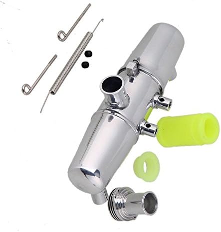 Yiguo Silver Aluminum Alloy W08004 Exhaust Pipe Tubing & Header Manifold Parts L150mm for RC 1:8 Model Car
