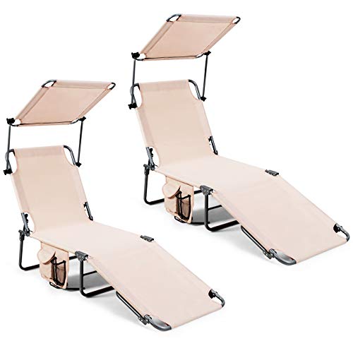 Giantex Lounge Chaise Chair Position and Shade Adjustable W/Canopy and