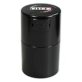 Vitavac - 5g to 20 grams Airtight Multi-Use Vacuum Seal Portable Storage Container for Dry Goods, Food, and Herbs - Black