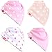 Zippy Fun Baby and Toddler Bandana Bib - Absorbent 100% Cotton Front Drool Bibs with Adjustable Snaps (4 Pack Gift Set) Girls Pink and White