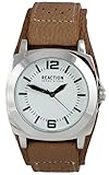 Kenneth Cole REACTION Unisex RK1330 Street Silver Case Silver Dial Brown Biker Cuff Strap Watch