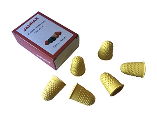 Pack of 12 Yellow No.2 Rubber Thimblettes - Large Thimble Finger Cones - Thumbnail 2