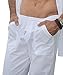 Natural Cotton Santorini Mens Drawstring Beads Long Pants (Large, White)