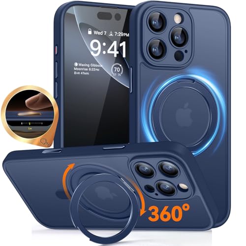CANSHN 360° Ständer für iPhone 16 Pro Hülle, Matt Dunkelblau