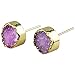 SUNYIK Purple Titanium Coated Crystal Quartz Geode Druzy Stud Earrings