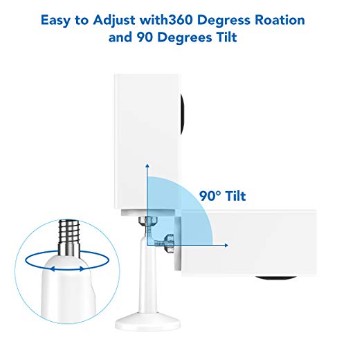Arlo Mount Bracket, KIWISMART Rustproof Water Proof Security Wall Mount for Wyze Cam Pan, Oculus Sensor, Arlo Pro, Arlo Pro 2, HTC Vive Base Station, Netatmo and Other 1/4" Cameras (1 Pack, White)