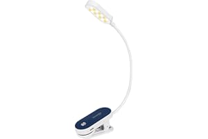 VAVOFO Rechargeable Book Light, 14 LEDs Eye Care Clip On Amber Reading Light for Bookworms Reading in Bed with 9 Colors 9 Brightness (White-Blue)