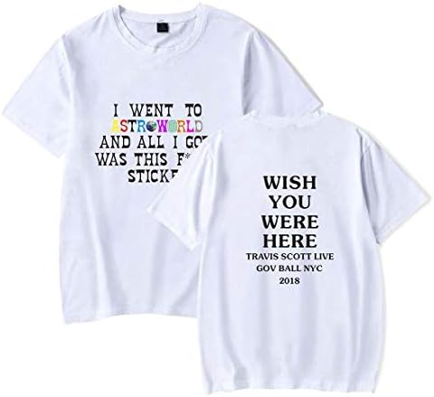 Flyself Unisex Spring Summer Casual Crew Neck Short Sleeve Travis Scott Astroworld Print T-Shirt Tops