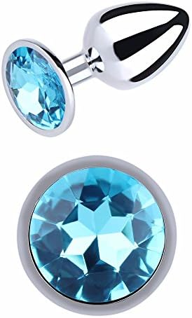Almano Stainless Steel Anal Butt Plugs Plated Acrylic Skyblue Jewelry (Large)