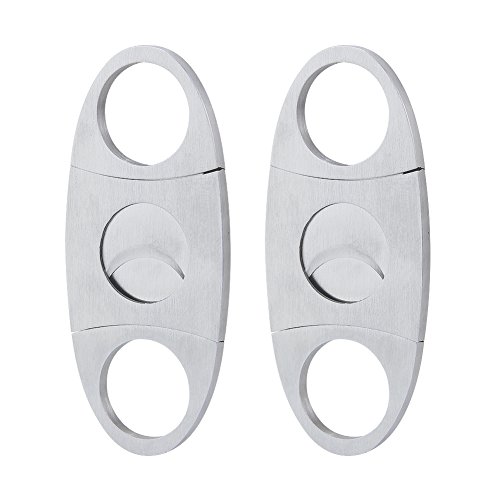 Cigar Cutter 2 pack - Cigar Accessories- Zilong Stainless Steel Pocket Cigar Cutter with Double Sharp Guillotine Cut Blades for Most Size of Cigars