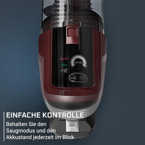 X-Pert 6.80 kabelloser Akku-Stabstaubsauger, leistungsstarke 100 AW, Lange Laufzeit bis zu 60 min, LED-Düse, als Handstaubsauger nur 1,4 kg, inkl. Tierhaar-Zubehör, Weinrot, RH6483E0