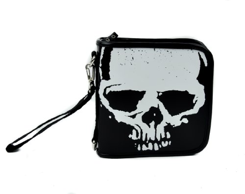 Death Skull CD / DVD / Disc Holder Wallet Case Holds 24 Discs