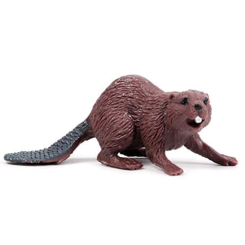 EOIVSH 4 PCS Forest Animal Figures Buck/Moose/Fox/Beaver, Woodland Animal Figurines Cake Toppers Educational Miniature Playset Toys Party Supplies Cute Decoration for Baby Shower Birthday