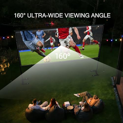 84" Projection Screen with Stable Stand - 4K HD 16:9 Canvas without Folding, 5 Min Quick Assembly, Ultra-Portable for Home Theater, Garden & Camping - Bag Included