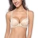 Wingslove Women's Everyday Basic Seamless Lightly Padded Underwire Plunge Demi T-Shirt Bra(Nude,36B)