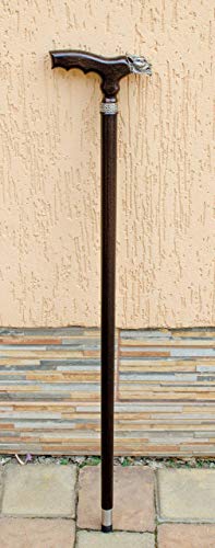 Unique Mens Walking Stick Handmade Carved Wolf Cane for Men Fashionable Sturdy Wooden Canes Custom Walking Staff
