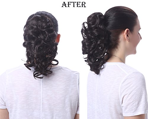 OneDor 12" Curly Synthetic Clip In Claw Ponytail Hair Extension Synthetic Hairpiece 115g with a jaw/claw clip (H16/613)
