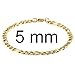 HZMAN Men Women 18k Real Gold Plated Figaro Chain 5mm 9mm 13mm Stainless Steel Bracelet 8.5 Inches