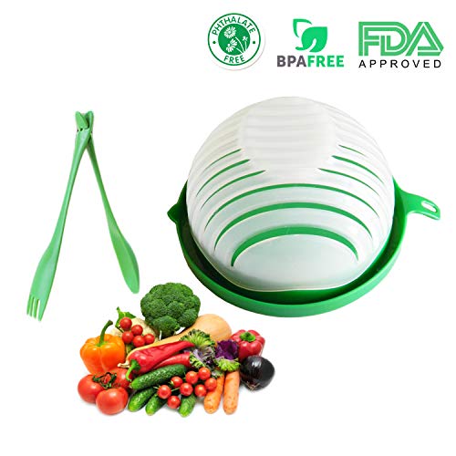 5 in 1 Salad Cutter Bowl | 60 Second Salad | Easy Slicer Chopper Strainer Cutting Board All in One | Strong and Durable| Fruit and Vegetable Cutter | Safe and Non-Toxic Food Grade BPA Free Material