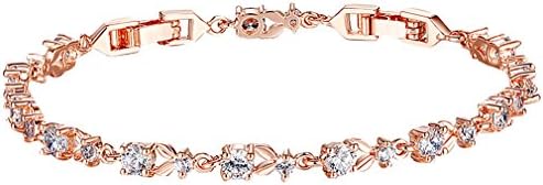 Special Jewelry, Women's Classic 18K Rose Gold Plated Bracelet Clear CZ Crystals BR05
