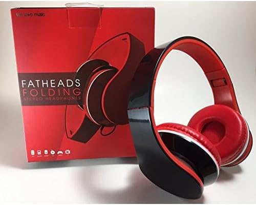 Folding Fatheads Red Stereo Headphones with Black Face