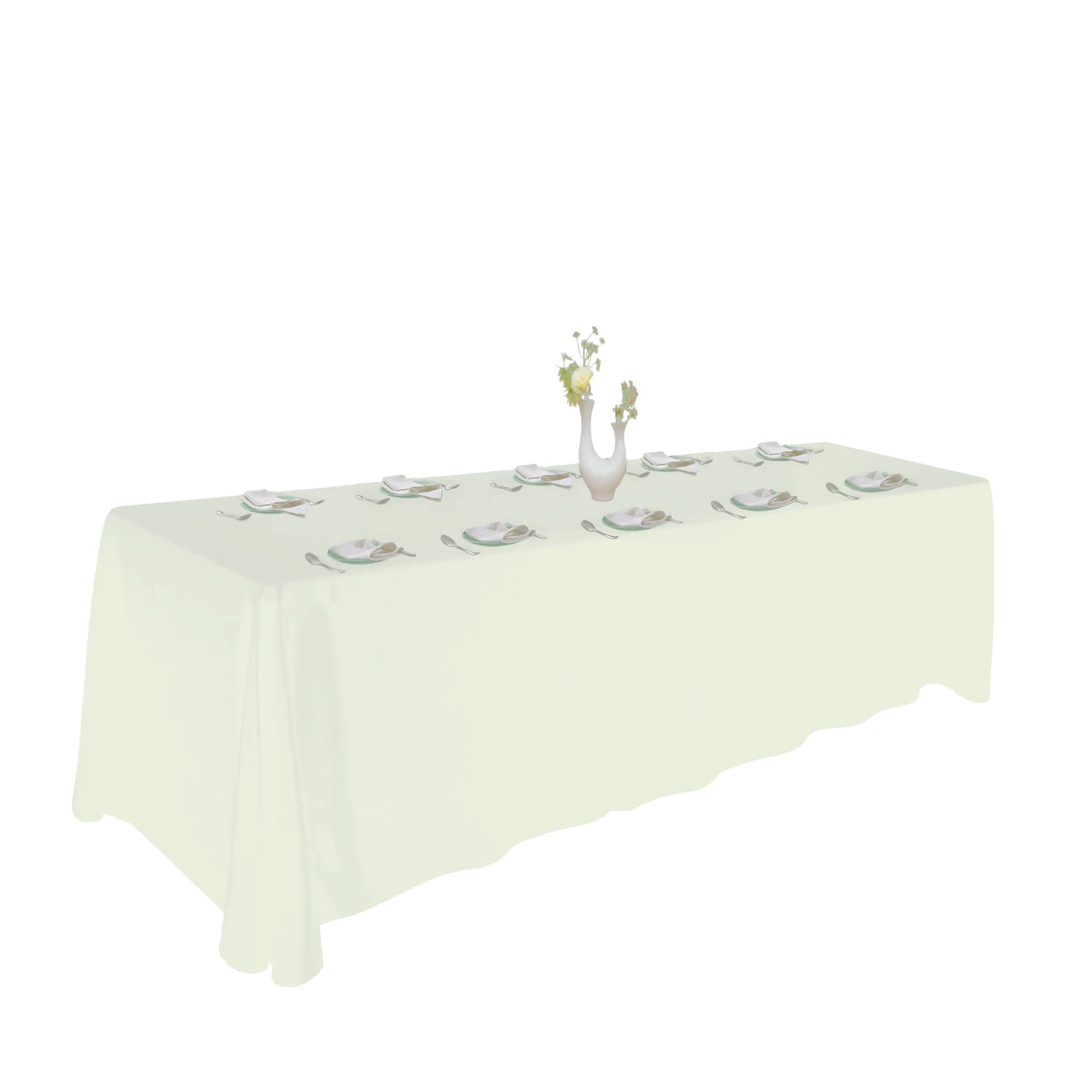 Urby Ivory Tablecloth for 8ft+ Rectangle Tables That Seats 8-10 Person, Manteles de Mesa De Tela para Fiestas de 8-10 Sillas, Machine Washable Reusable Polyester Table Cloths — image 1