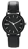 DOVODA Ladies Watches Quartz Fashion Black Leather Strap Dress Watch for Women
