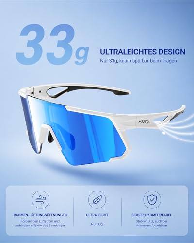 Cycling Glasses Men Quick Glasses Women UV400 Sunglasses Protective Glasses TR90 Frame with Adjustable Nose Wings & Temple MTB Sports Glasses Running Glasses Sunglasses for Bicycle Fishing Ebike