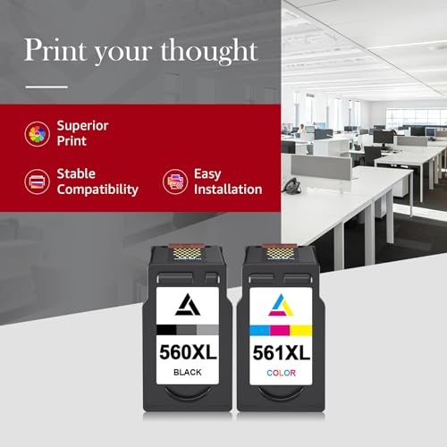 560XL 561XL Replacement Cartridges for Canon 560 561 XL for Canon PIXMA TS5350i TS7450i TS5350 TS7450 TS7451 TS5351 TS5352 TS5353 and TS5300 Series Black & Colour | Pack of 2