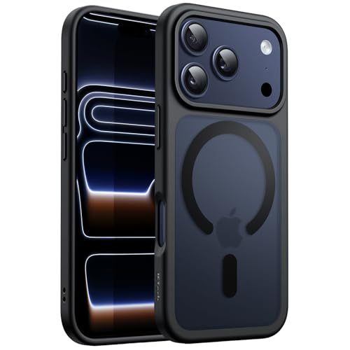 JETech Magnetic Case for iPhone 17 Pro Max 6.9-Inch Compatible with MagSafe, Translucent Matte Back Slim Minimalist Shockproof Phone Cover (Black)