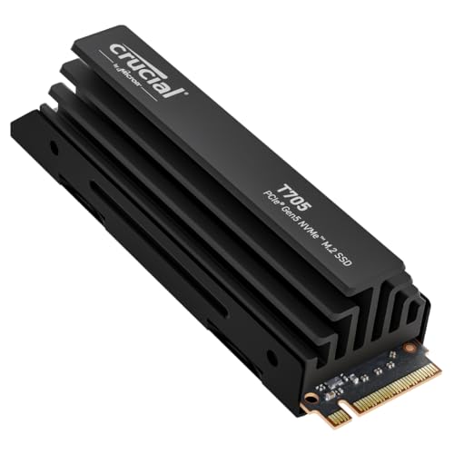 Crucial T705 1TB SSD PCIe Gen5 NVMe M.2 mit Premium-Kühlkörper, bis zu 13.600MB/s, Microsoft DirectStorage, PCIe 4.0 abwärtskompatibel, Interne Solid