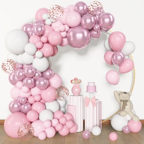 Amandir Pink White Balloons Arch Garland Kit