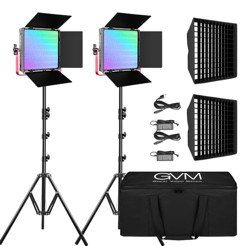 GVM LED Video Light Panel with Tripod APP Control RGB 1200D for Photography Studio, Youtube and Conference