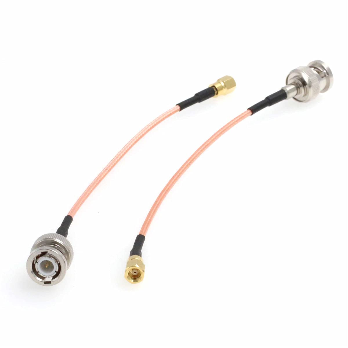 HangTon BNC Male SMC Female Jumper RF Coax RG316 Adapter Cable Gold Plated Low Loss 50Ohm (0.5ft / 15cm, 2pcs)