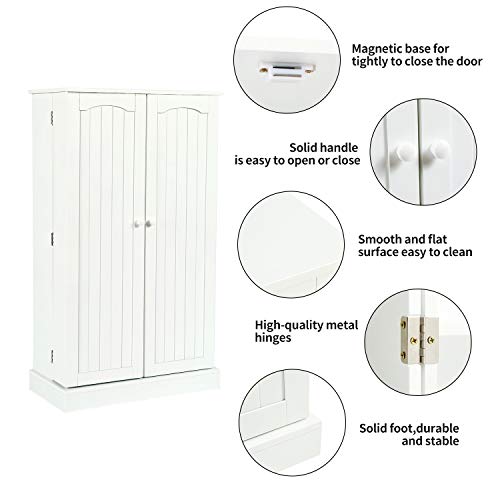 HOME BI Kitchen Pantry Cabinet 5 Door Storage Cabinet with 5 Shelves Cupboard Space Saving Cabinet,White - Thumbnail 5