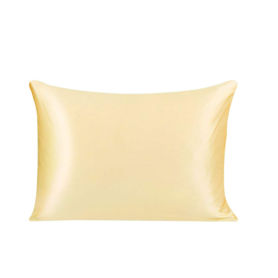 PiccoCasa Mulberry Silk Pillowcase for Hair and Skin, Both Sides 25 Momme Pure Silk, Silk Pillow Cover with Hidden Zipper Closure, 1Pcs Yellow 50x75cm/Queen